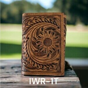 Mens Leather Tri-fold Wallet Floral Tooled IWR-1T by Ranger Belt Company
